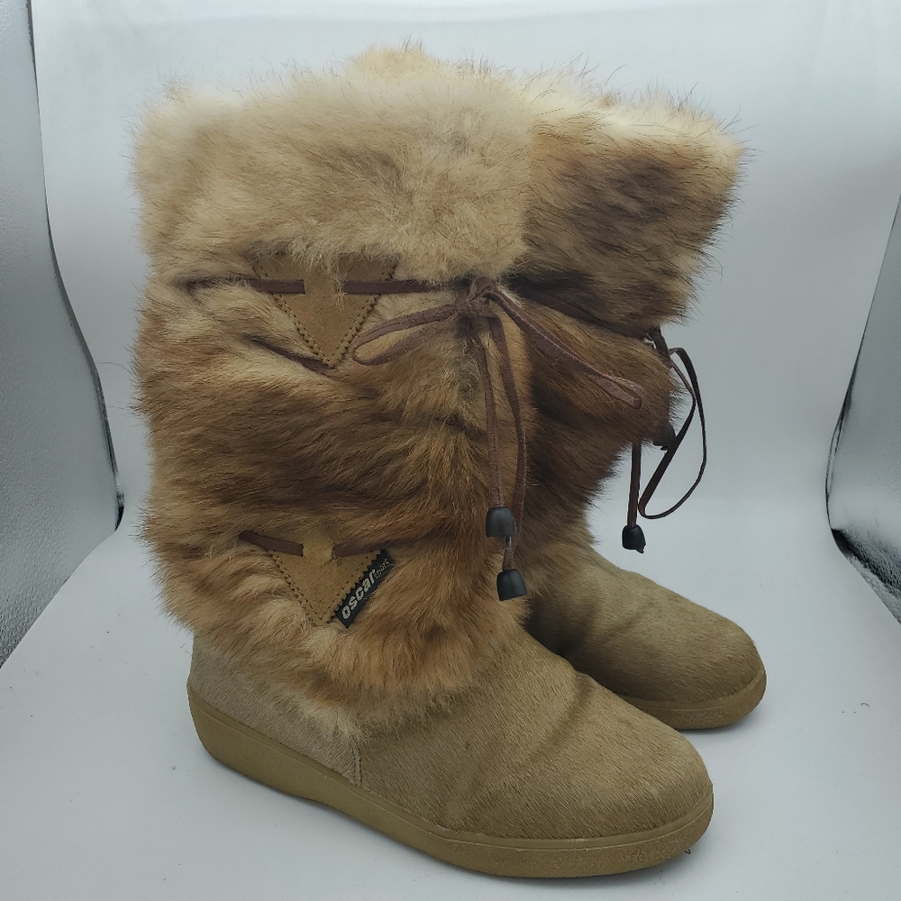 Oscar Sport by Oscar de La Renta Vega Italian Leather Fur Boots